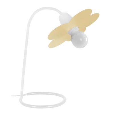 TOSEL Pivoine - lampe de bureau arqu&eacute; m&eacute;tal blanc et cr&eacute;me
