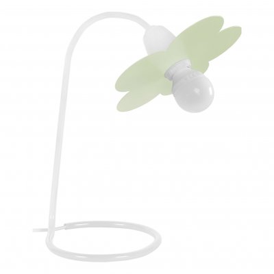 TOSEL Pivoine - lampe de bureau arqu&eacute; m&eacute;tal blanc et vert