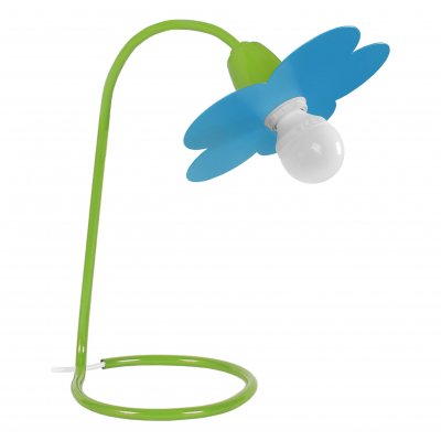 TOSEL PIVOINE - Lampe de bureau arqu&eacute; m&eacute;tal vert et bleu