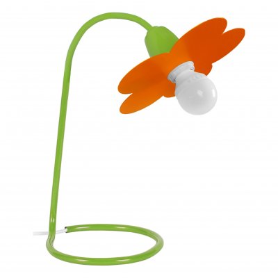 TOSEL Pivoine - lampe de bureau arqu&eacute; m&eacute;tal vert et orange