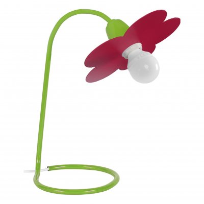 TOSEL Pivoine - lampe de bureau arqu&eacute; m&eacute;tal vert et rose