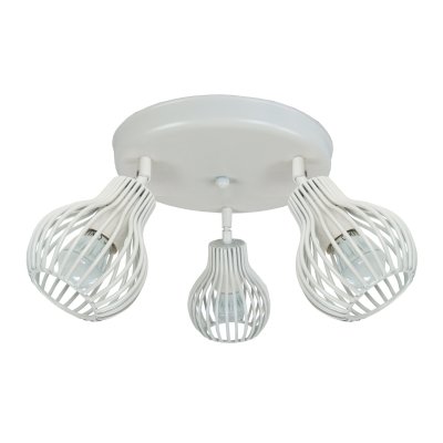 TOSEL Plaffonier 3 spots fil en fer forme ovale blanc 28x28x20 cm e27 40w