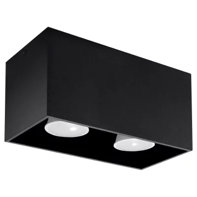 SOLLUX LIGHTING Plafonnier 2 lampes design QUID - aluminium - noir