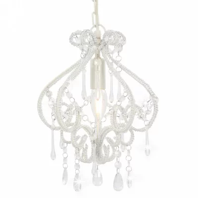 VIDAXL Plafonnier avec perles Blanc Rond E14  Blanc
