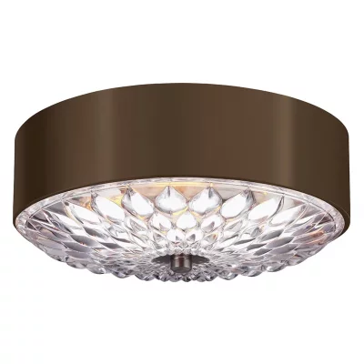 ELSTEAD LIGHTING Plafonnier Botanic, 35.2cm, laiton antique fonc&eacute;, verre grav&eacute;