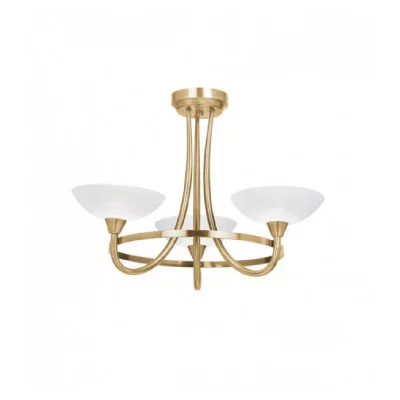 ENDON Plafonnier Cagney, laiton antique et verre, 3 ampoules 