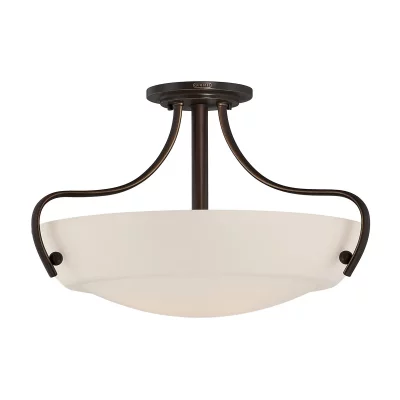 ELSTEAD LIGHTING Plafonnier Chantilly, bronze palladien et verre opale
