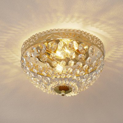 MARKSLOJD Plafonnier en cristal SAXHOLM Dor&eacute; 2 ampoules