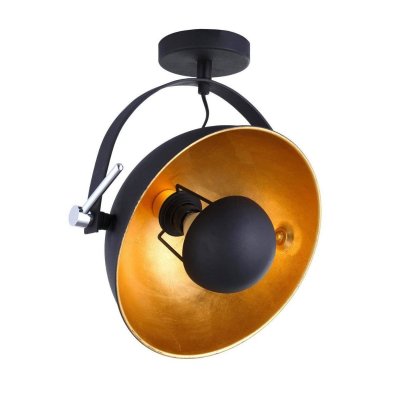 ALTOBUY Plafonnier en m&eacute;tal noir et dor&eacute; &Oslash;26cm - SIMRIT -
