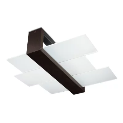 SOLLUX Plafonnier en verre blanc chrom&eacute; et &eacute;b&egrave;ne Feniks - 