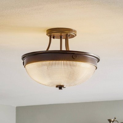 QUOIZEL Plafonnier en verre Mantle &agrave; fini bronze