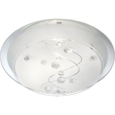 SEARCHLIGHT Plafonnier flush verre verre miroir &agrave; motifs givr&eacute;s avec des nacr&eacute;s transparentes 1 ampoule 8cm