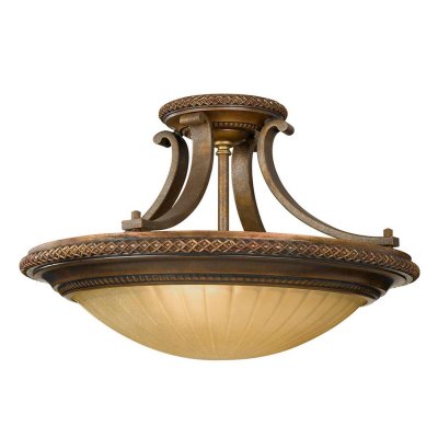 FEISS Plafonnier Kelham, bronze dor&eacute; et verre Scavo, 45 cm