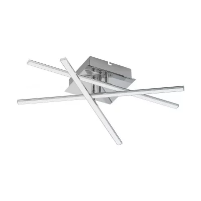 EGLO Plafonnier LASANA 1 chrome abat jour blanc hauteur 9,5 Cm