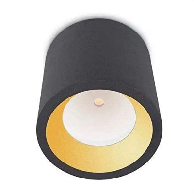 LEDS C4 Plafonnier Led 3000k Cosmos, aluminium et verre, gris urbain