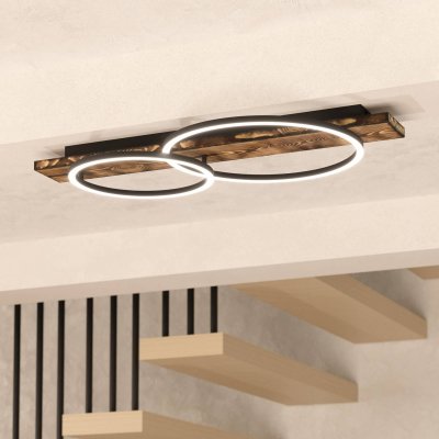 EGLO Plafonnier LED int&eacute;gr&eacute;e 3400lm 2x12W IP20 blanc chaud  Boyal L.78 x l.40 x H.9 cm