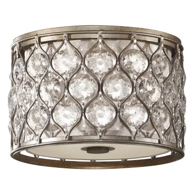 ELSTEAD LIGHTING Plafonnier Lucia, argent bruni et cristal, 31 cm, 2 ampoules