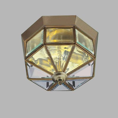 SEARCHLIGHT Plafonnier octogonal 23 cm Flush, en laiton antique et verre