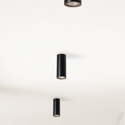 LEDS C4 Plafonnier pipe, aluminium, noir et or
