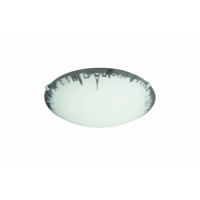 PHILIPS Plafonnier rond en verre satin&eacute; motifs monuments diam&egrave;tre 30cm jill