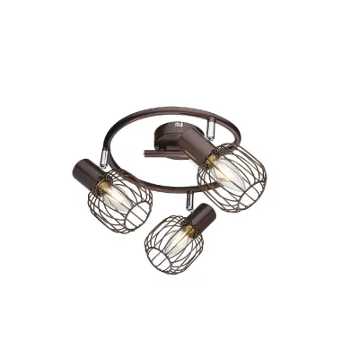GLOBO Plafonnier spot rond design industriel Akin - Marron bronze