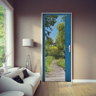 PLAGE  141029 Sticker Trompe L'oeil Porte -Hortillonage, 204 X 83 Cm