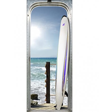 PLAGE  141034 Sticker Trompe l'&oelig;il Porte - Wa&iuml;kiki Beach, 204 x 83 cm
