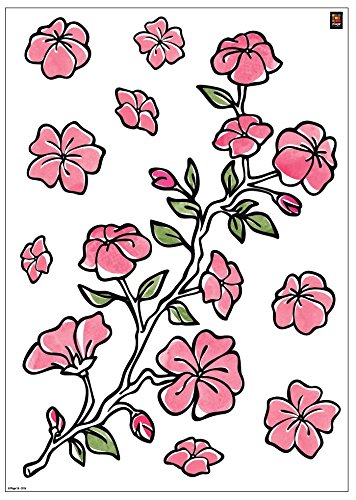 PLAGE  152707 Sticker Mural - Fleurs Sakura, 1 Planche, 48 x 68 cm