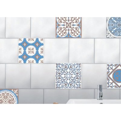 PLAGE  260540smooth-tiles stickers pour carrelage azulejos 6d&eacute;coratifs, vinyle, beige, 15x 0,1x 15cm