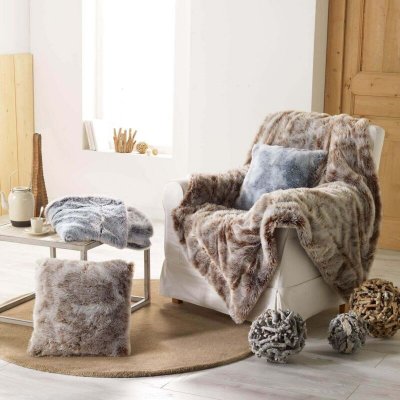 DOUCEUR D INTERIEUR Plaid - 125 x 150 cm - Imitation fourrure - Antartic - Choco