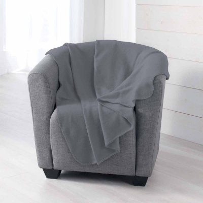 DOUCEUR D INTERIEUR Plaid 125 x 150 cm polaire unie milou Anthracite
