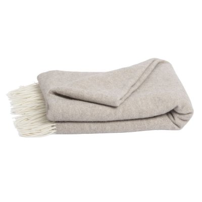 ALTOBUY Plaid &agrave; franges 140x200cm en laine et cachemire beige uni - PACOME -