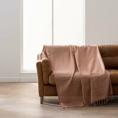 DOUCEUR D INTERIEUR Plaid &agrave; Franges ""Lilia"" 220x240cm Mocha