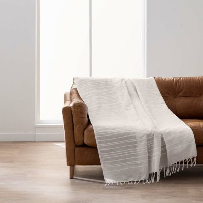 DOUCEUR D INTERIEUR Plaid &agrave; Franges ""Lilia"" 240x260cm Naturel
