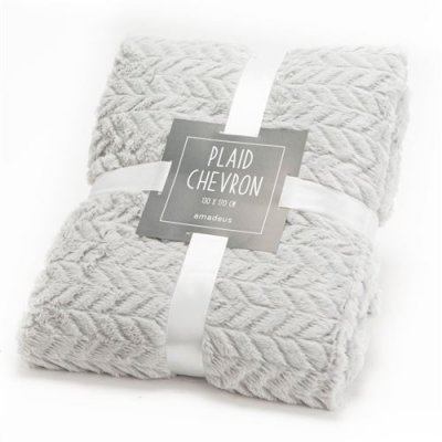 AMADEUS Plaid chevron 130x170 gris clair -  - Gris - Polyester