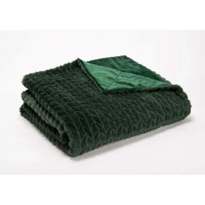 AMADEUS Plaid Chevron vert 130 cm x 170 cm -  - Vert - Polyester