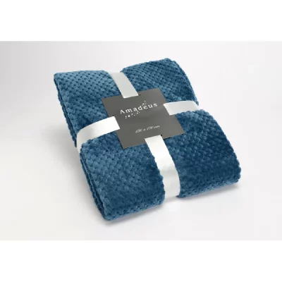 AMADEUS Plaid damier 130x170 bleu nuit -  - Bleu - Polyester