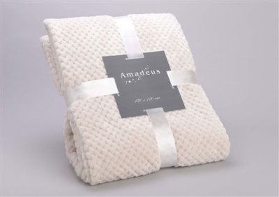 AMADEUS Plaid damier 130x170 cr&egrave;me -  - Beige - Polyester