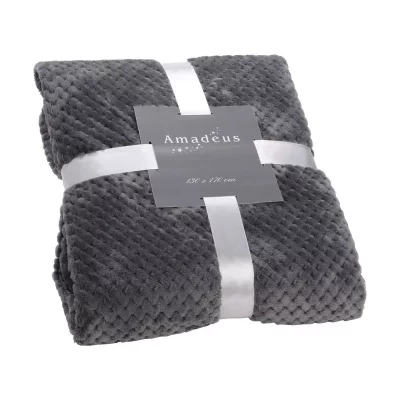 AMADEUS Plaid damier 130x170 gris anthracite -  - Gris - Polyester
