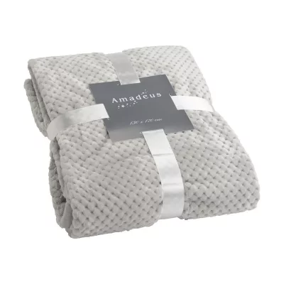 AMADEUS Plaid damier 130x170 gris clair -  - Gris - Polyester