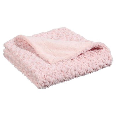 Plaid effet fourrure boucl&eacute;e 120x160cm rose en polyester