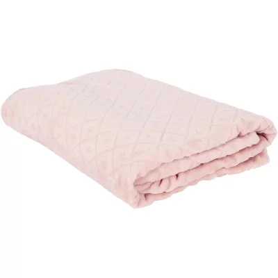 THE HOME DECO FACTORY Plaid emboss&eacute; en polyester 140 x 200 cm rose