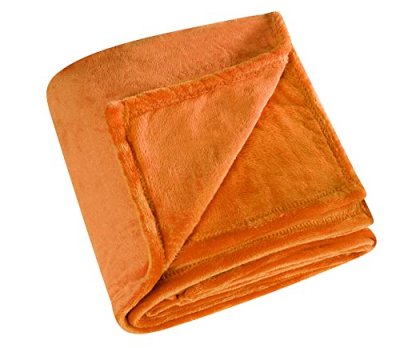 HOMEMAISON Plaid en polaire uni Orange 130 x 180 cm - Orange