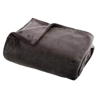 3S. X HOME Plaid Flanelle Gris Ardoise 125x150cm - Atmosphera