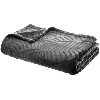 Plaid Gris motif Feuille en relief 125 x 150 cm