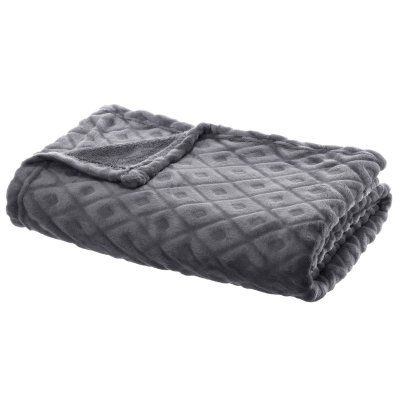 Plaid Gris motif Losange en relief 125 x 150 cm