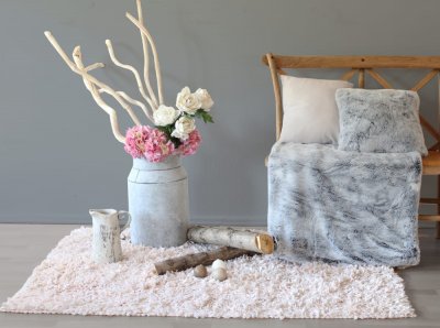 ENJOY HOME Plaid Imitation Fourrure ""ours"" 130x160cm Gris