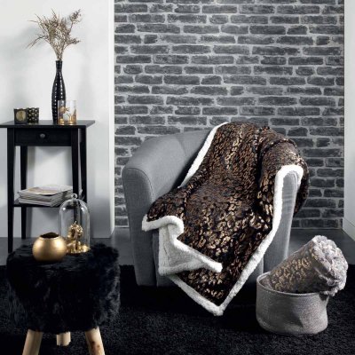 Plaid imitation fourrure - Safari - 125 x 150 cm - Gris
