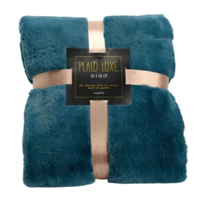 AMADEUS Plaid Luxe &eacute;meraude 170x240 cm -  - Bleu - Polyester