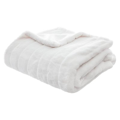 ATMOSPHERA Plaid Manoir Fausse Fourrure Blanc 120x160cm - 